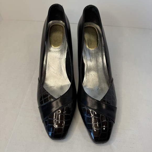 Ros Hommerson Size 10 M Shoes‎ Womens Black Crocodile Pattern Pumps 2" Heel - Picture 1 of 8